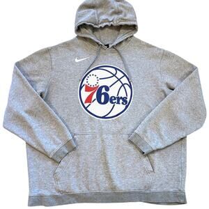 Nike Philadelphia 76ers Sweatshirt Mens Size 2XL Gray Hoodie Fleece Pullover NBA
